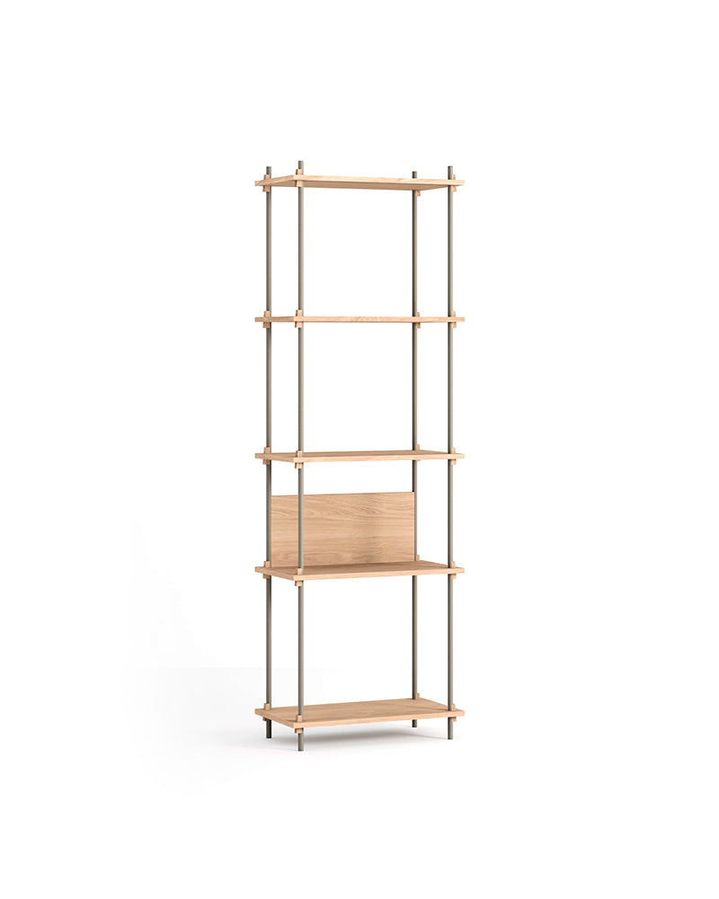 High sales shelf in oak and warm gray